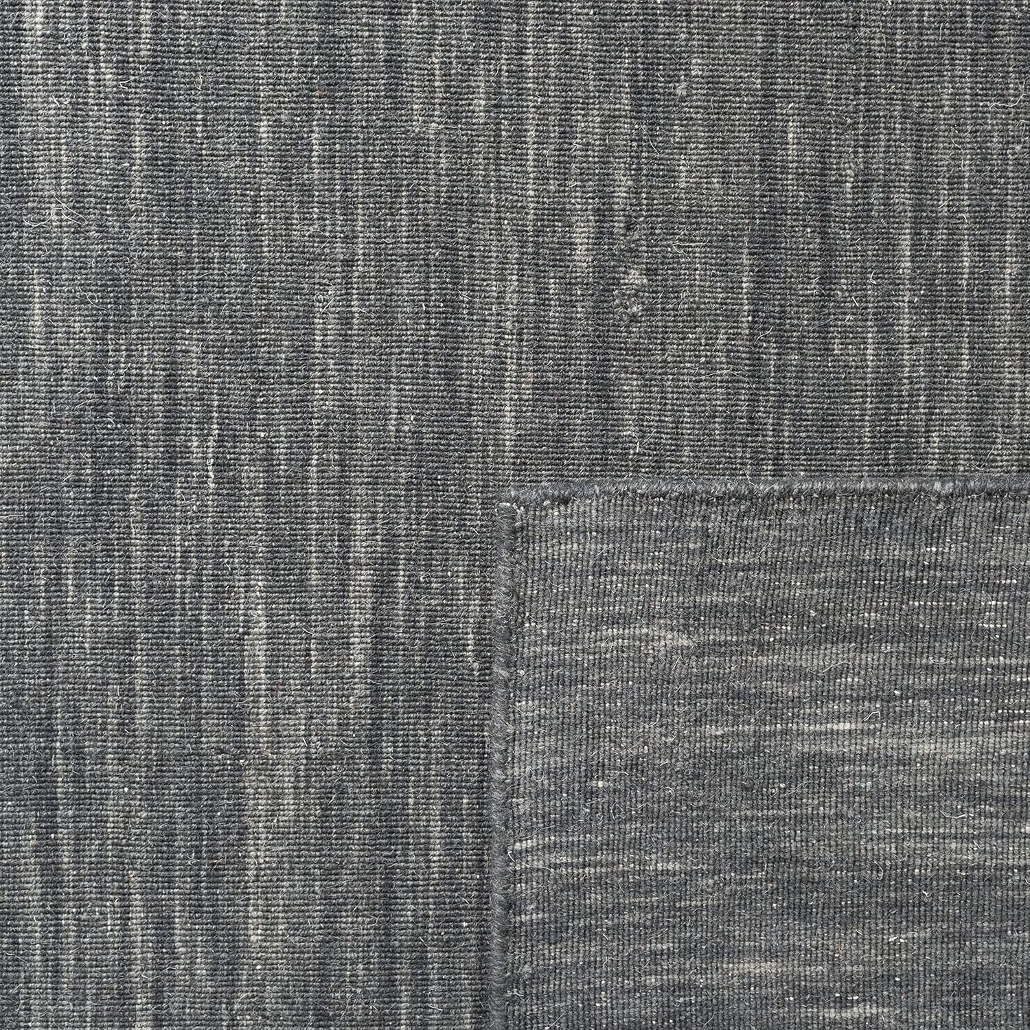 Charcoal Grey Solid Wool Square Rug