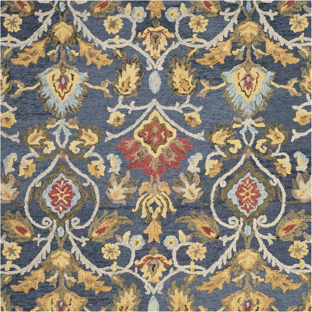 Navy Multi Handmade Wool Square Rug