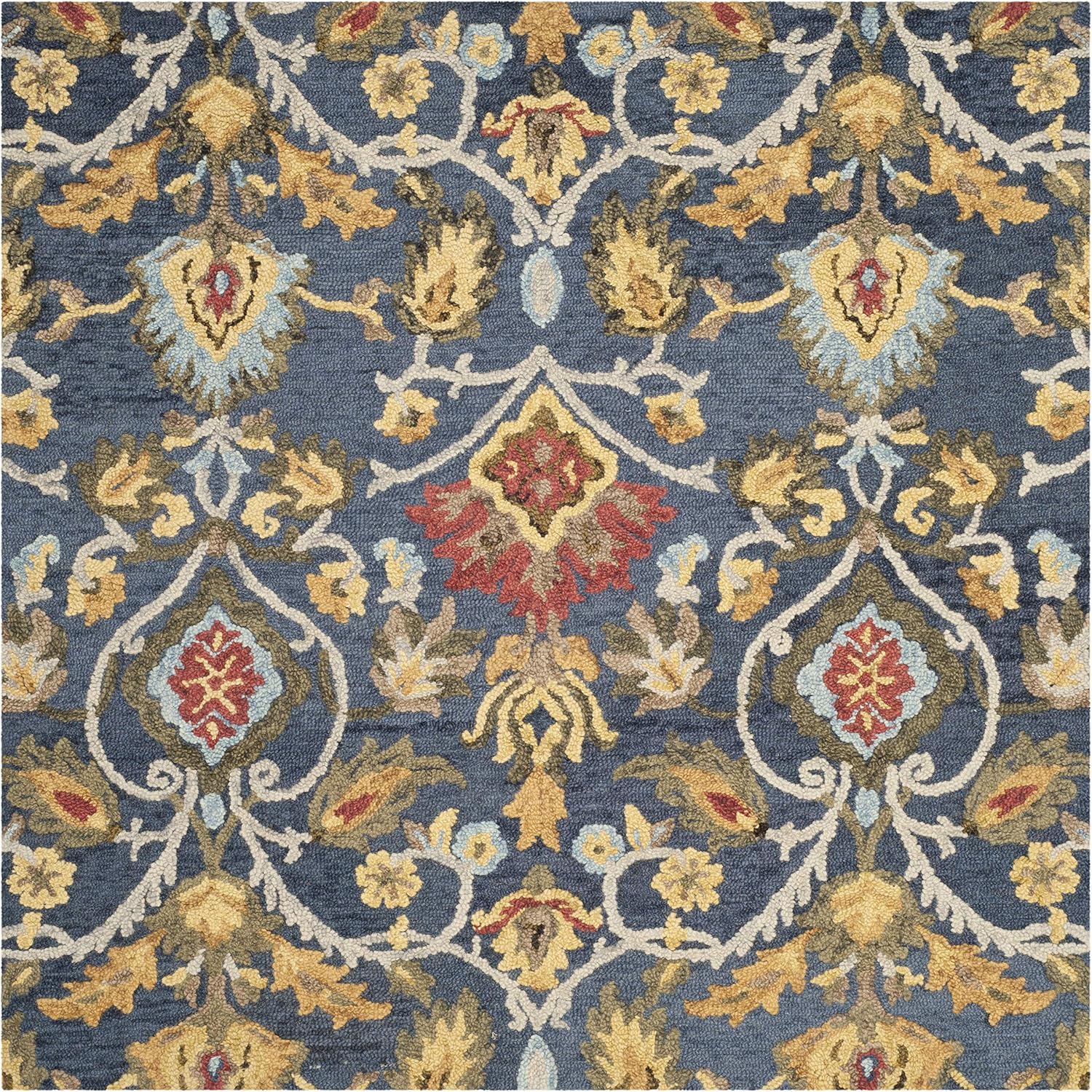 Navy Multi Handmade Wool Square Rug