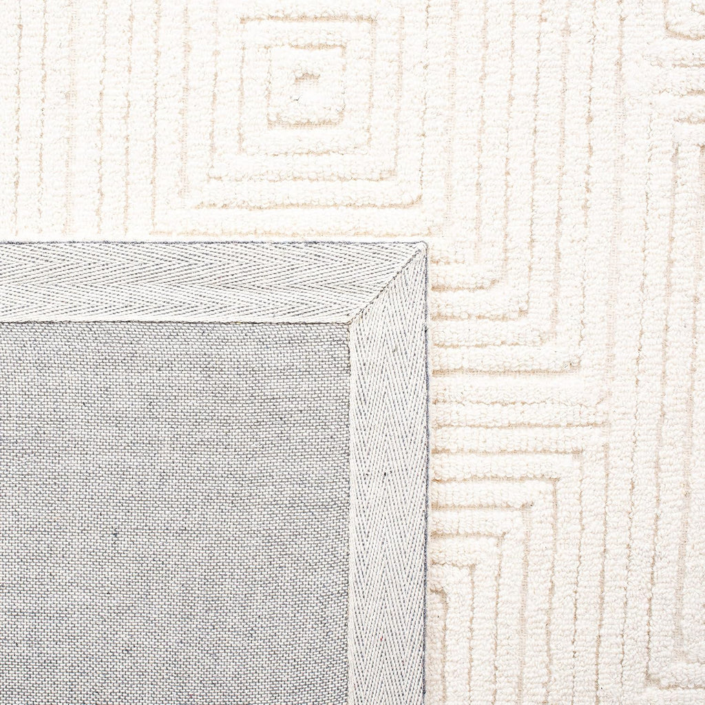 Ivory Handmade Wool Textural Square Rug
