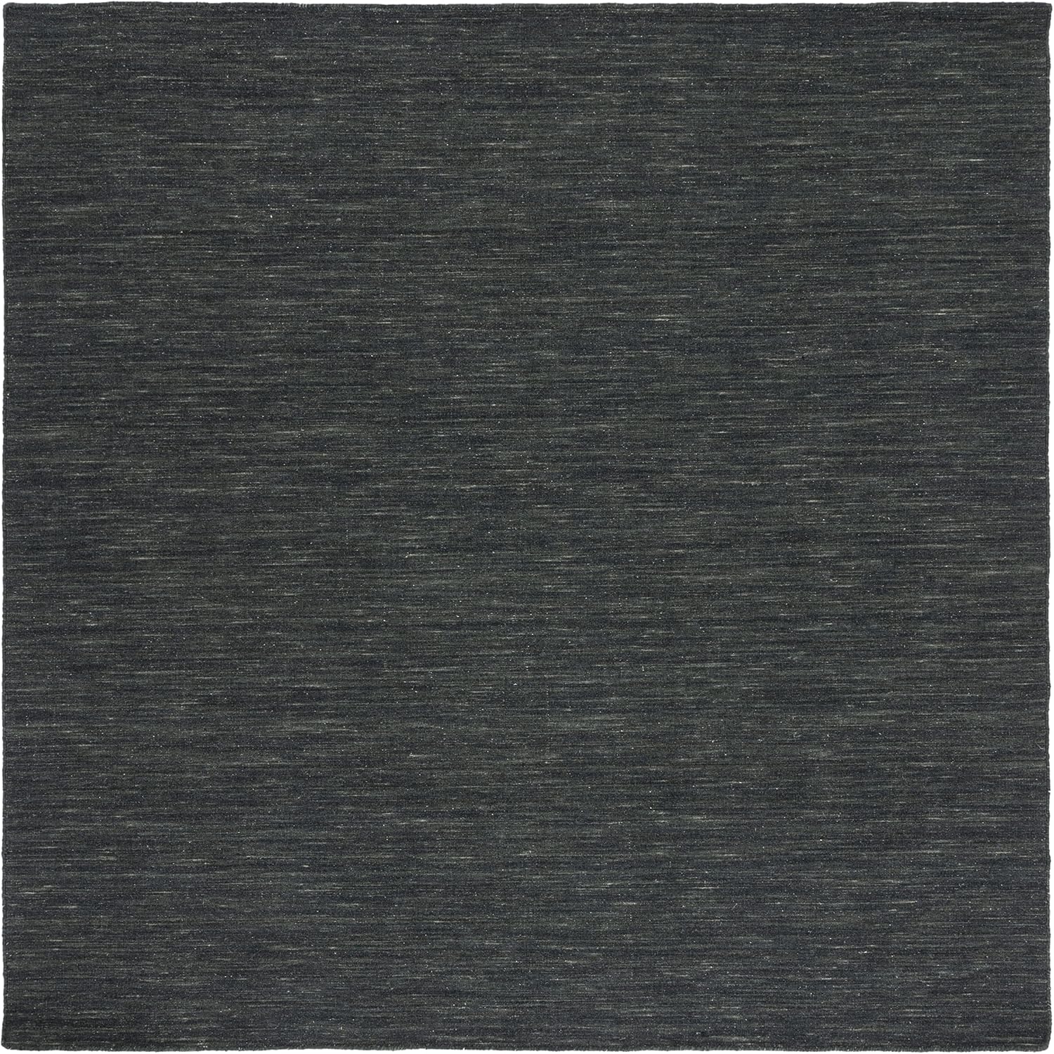 Charcoal Grey Solid Wool Square Rug