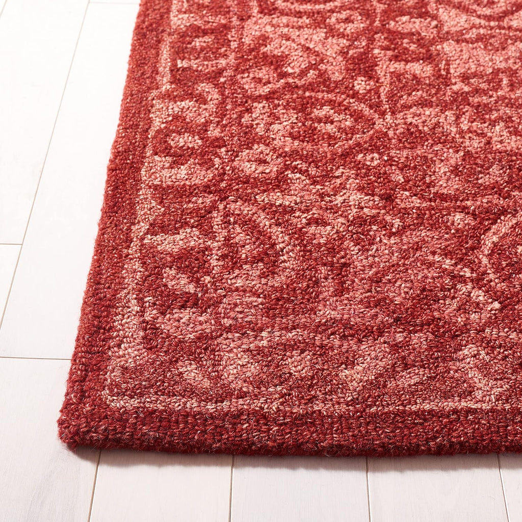 Red Handmade Oriental Diamond Wool Square Area Rug 7'