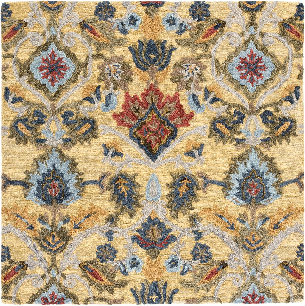 Gold Multi Handmade Wool Square Rug
