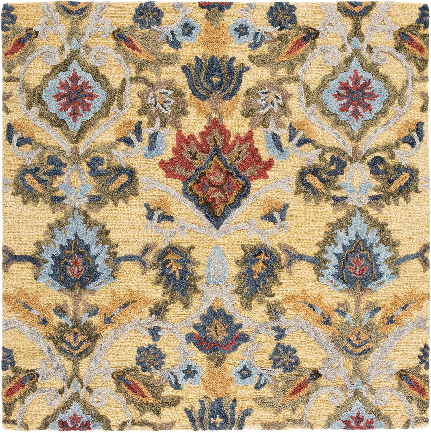 Gold Multi Handmade Wool Square Rug
