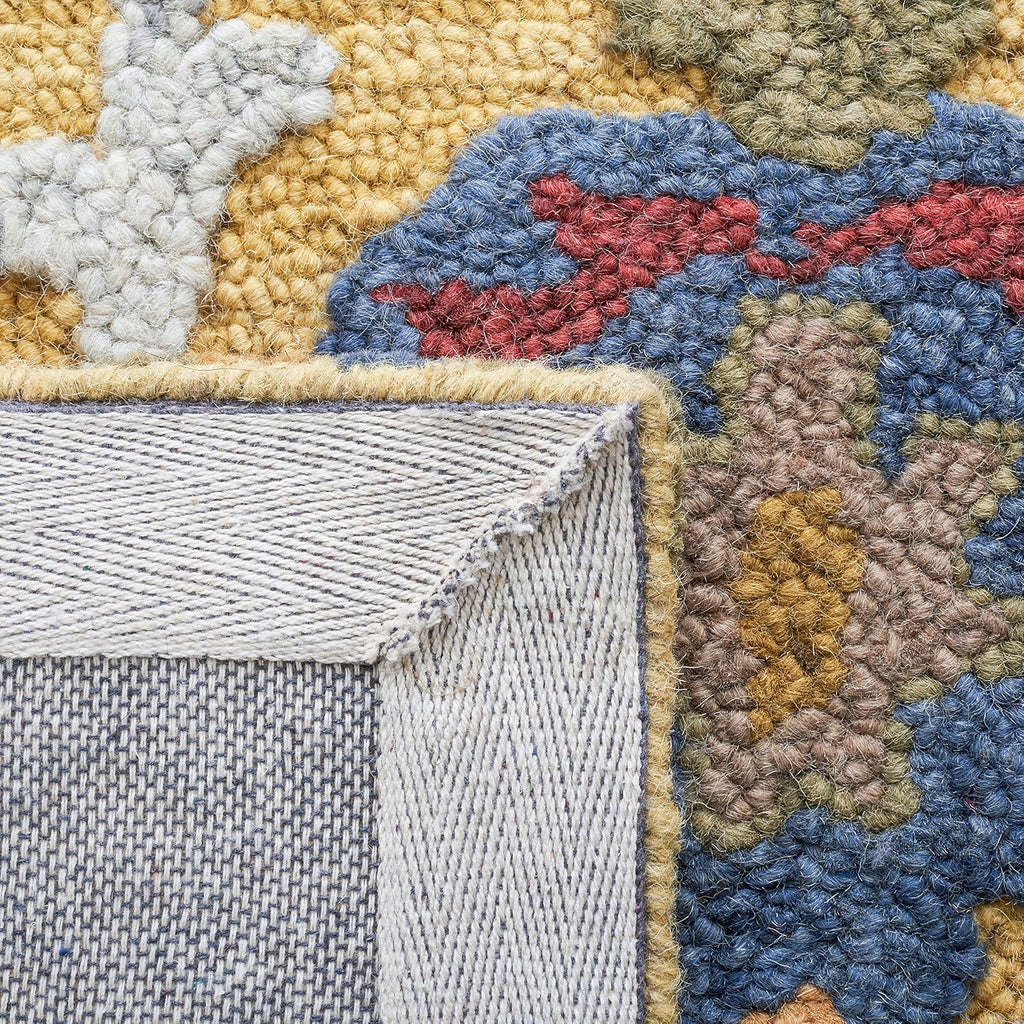 Gold Multi Handmade Wool Square Rug