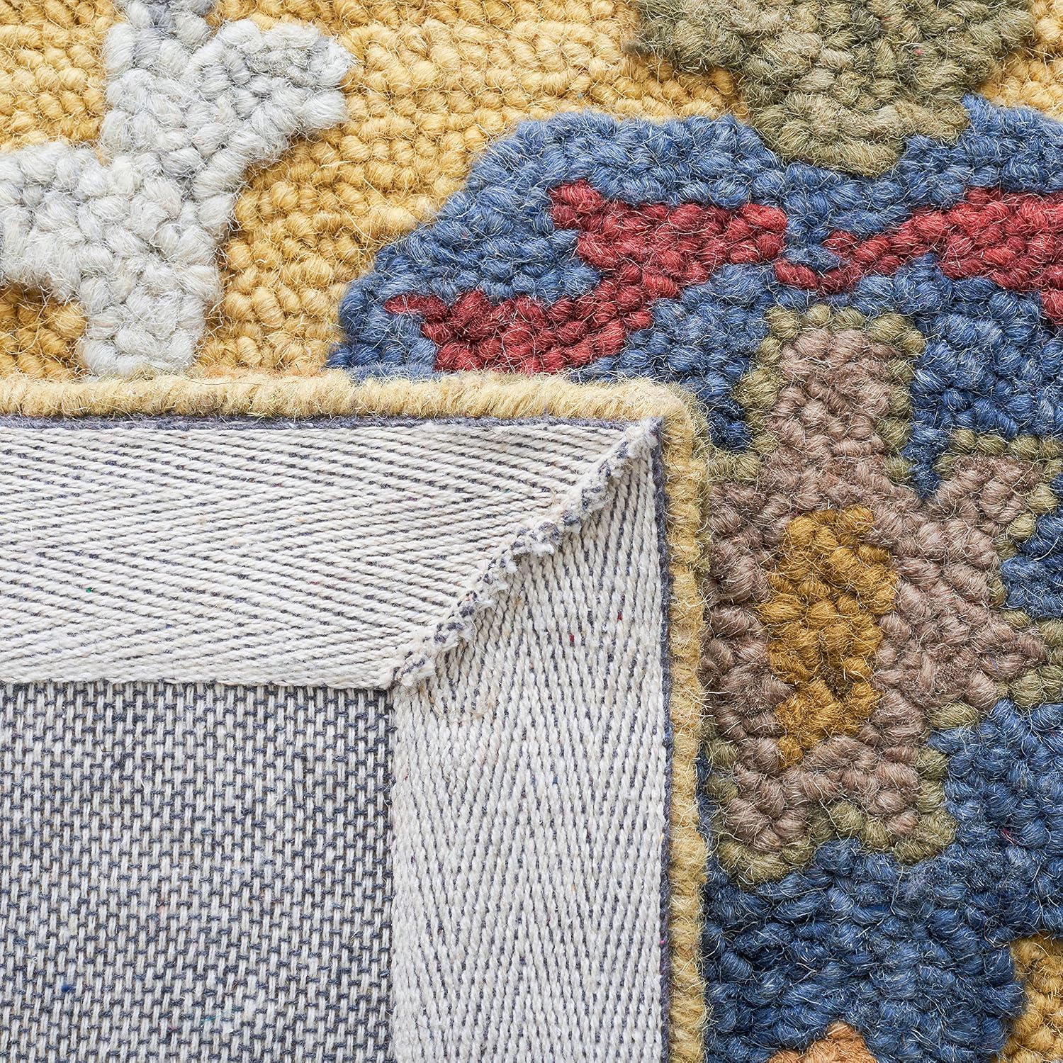 Gold Multi Handmade Wool Square Rug