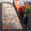 Grey Orange Boho Abstract Runner Rug