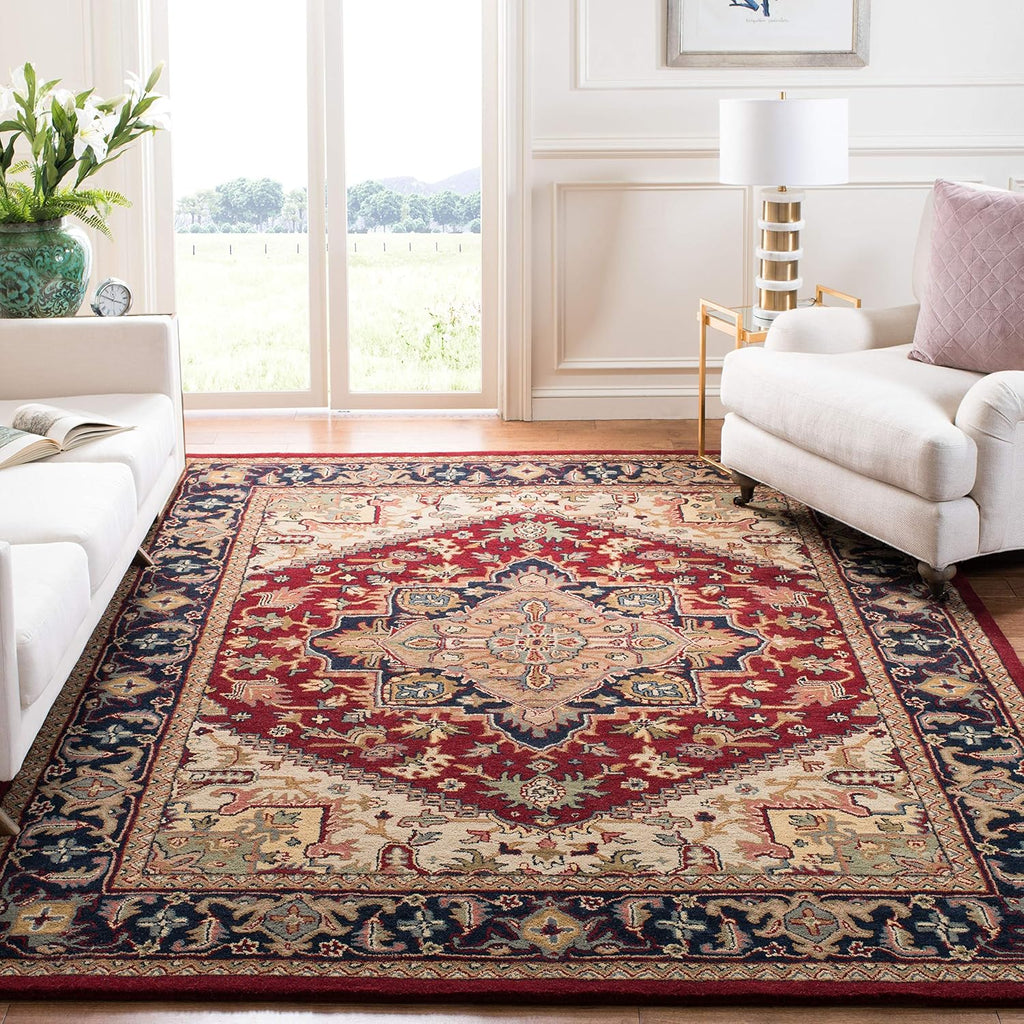Red Traditional Oriental Wool Square Rug