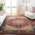 Red Traditional Oriental Wool Square Rug