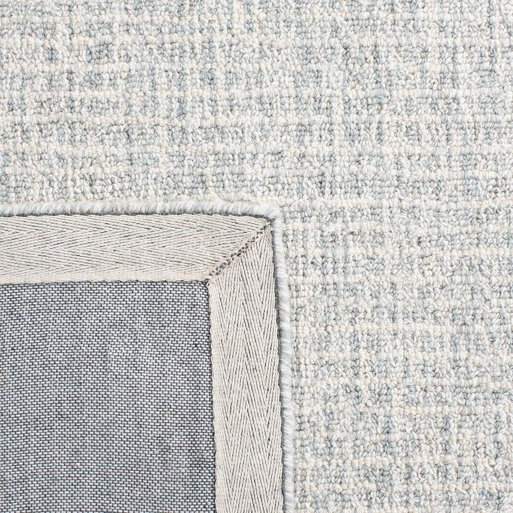 Light Grey Ivory Abstract Wool Square Rug