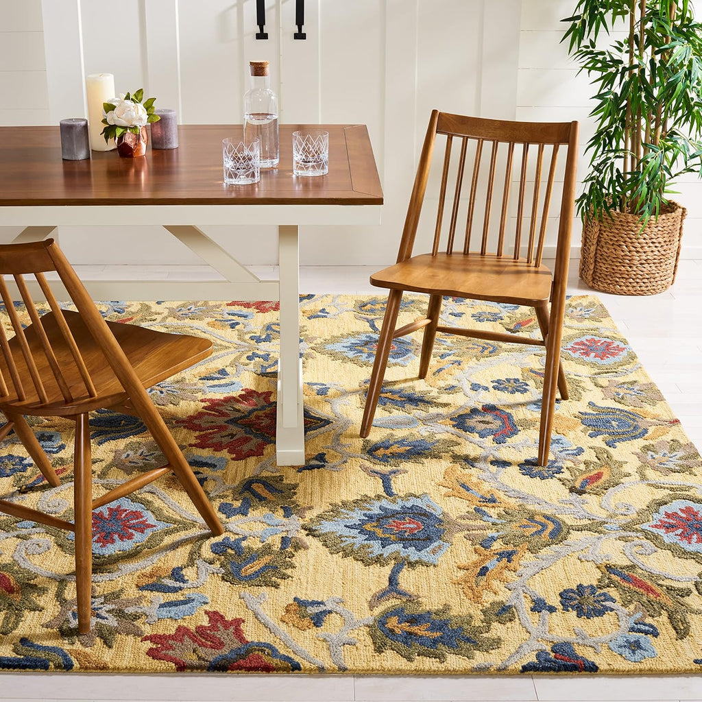 Gold Multi Handmade Wool Square Rug