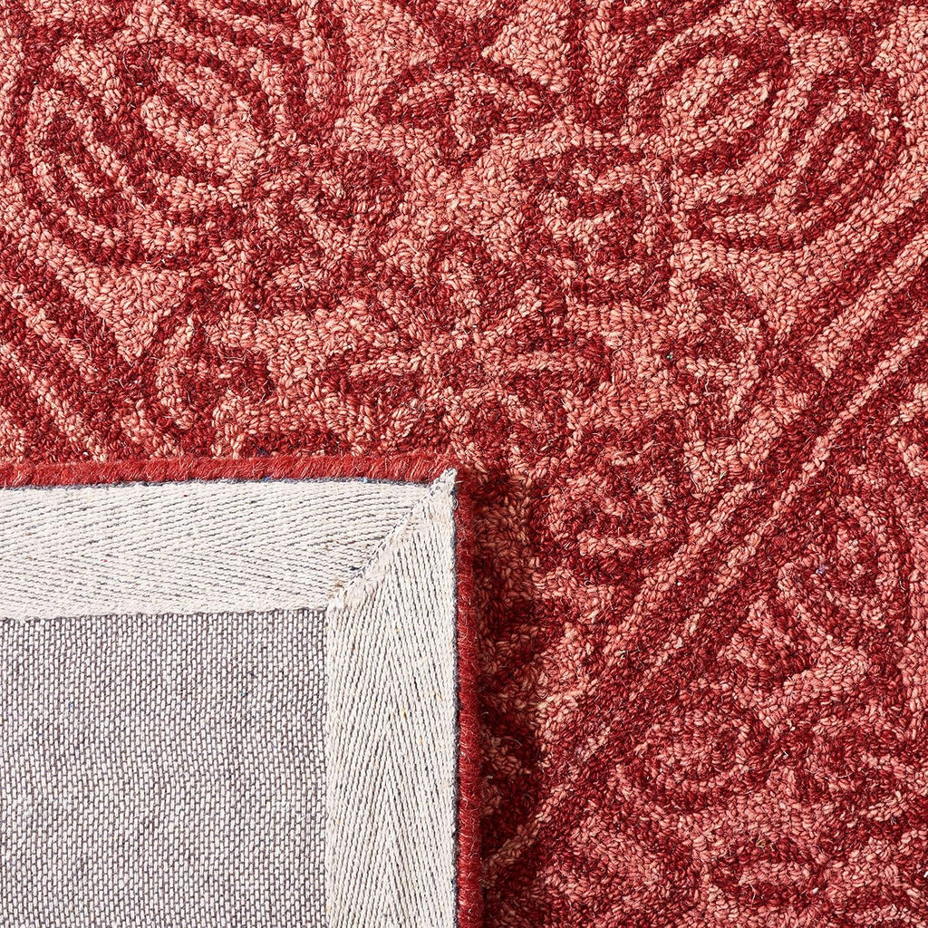 Red Handmade Oriental Diamond Wool Square Area Rug 7'