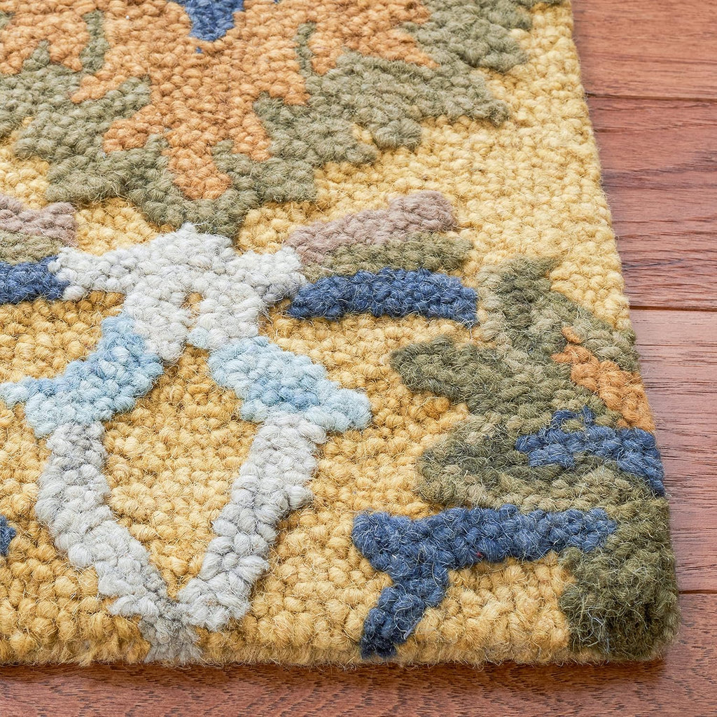 Gold Multi Handmade Wool Square Rug