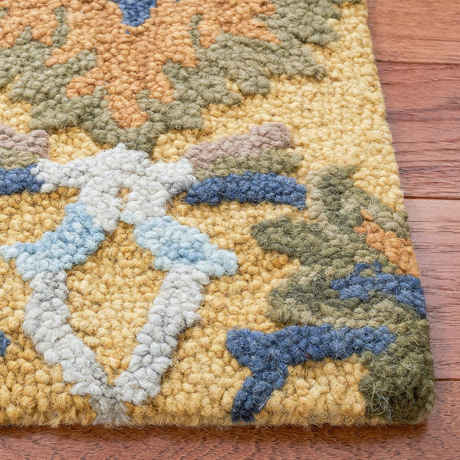 Gold Multi Handmade Wool Square Rug